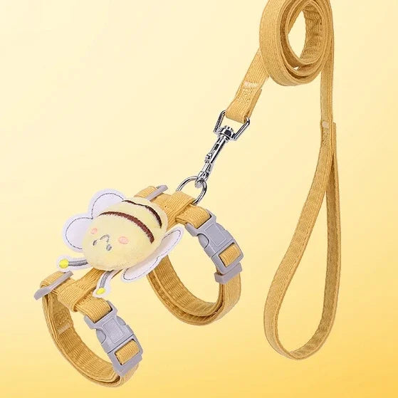 Bee Themed Cat Harness And Leash Set Adjustable For Cats