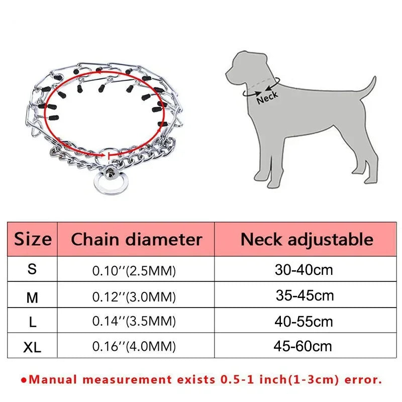 Pinch Dog Training Collar With Rubber Tips Stainless Steel