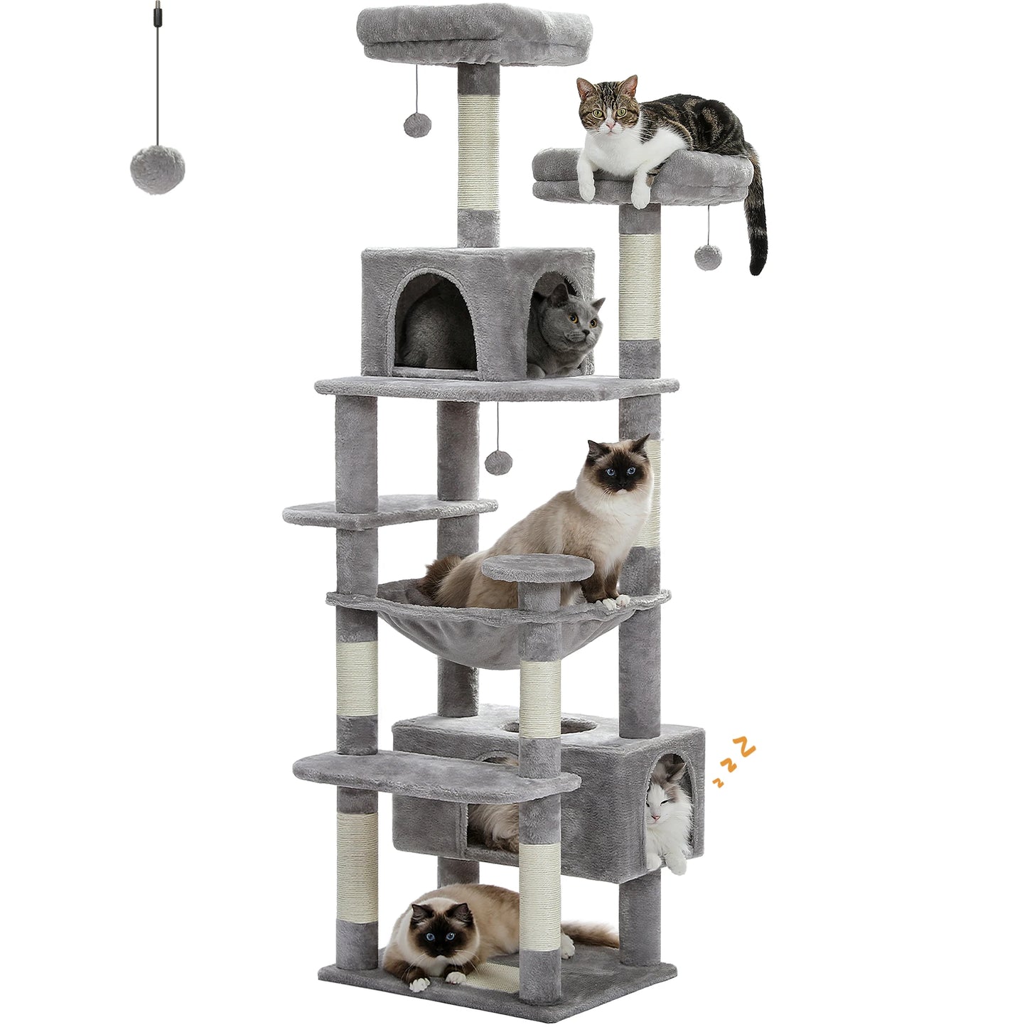 PEQULTI Multi Level Cat Tree Tower With Scratching Posts Hammock Indoor Cats
