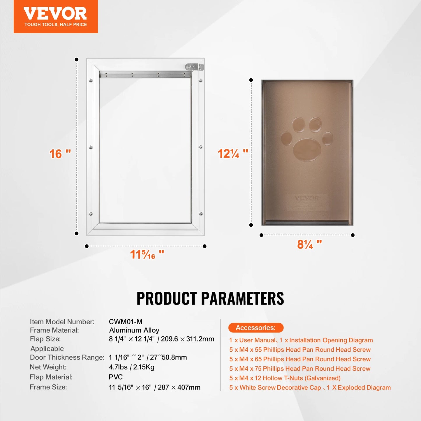 Pet Door With Aluminum Frame And Lockable Flap System Weatherproof