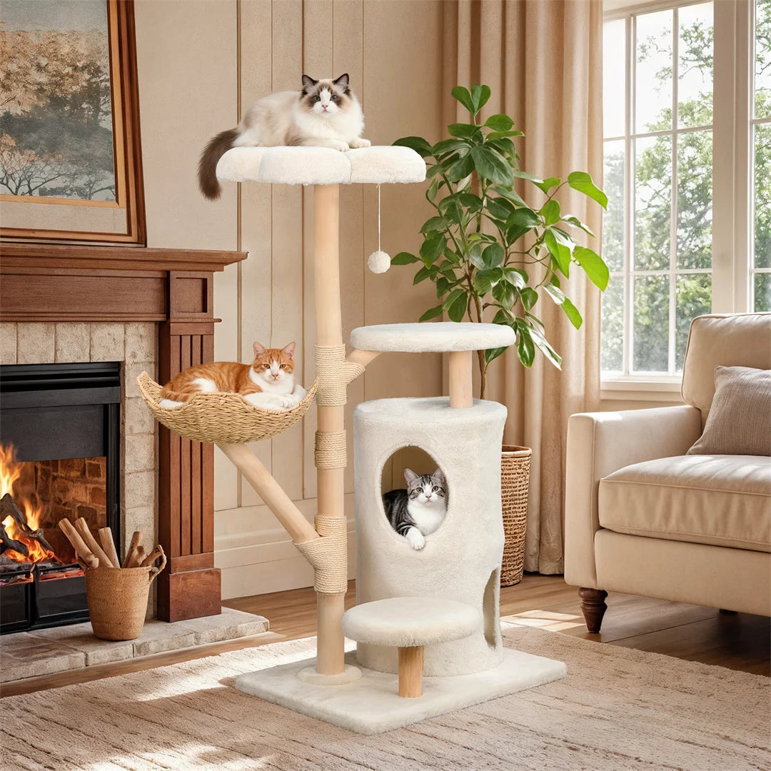 BINGOPAW Cat Tree Tower With Hideaways, Platforms, Sisal Rope