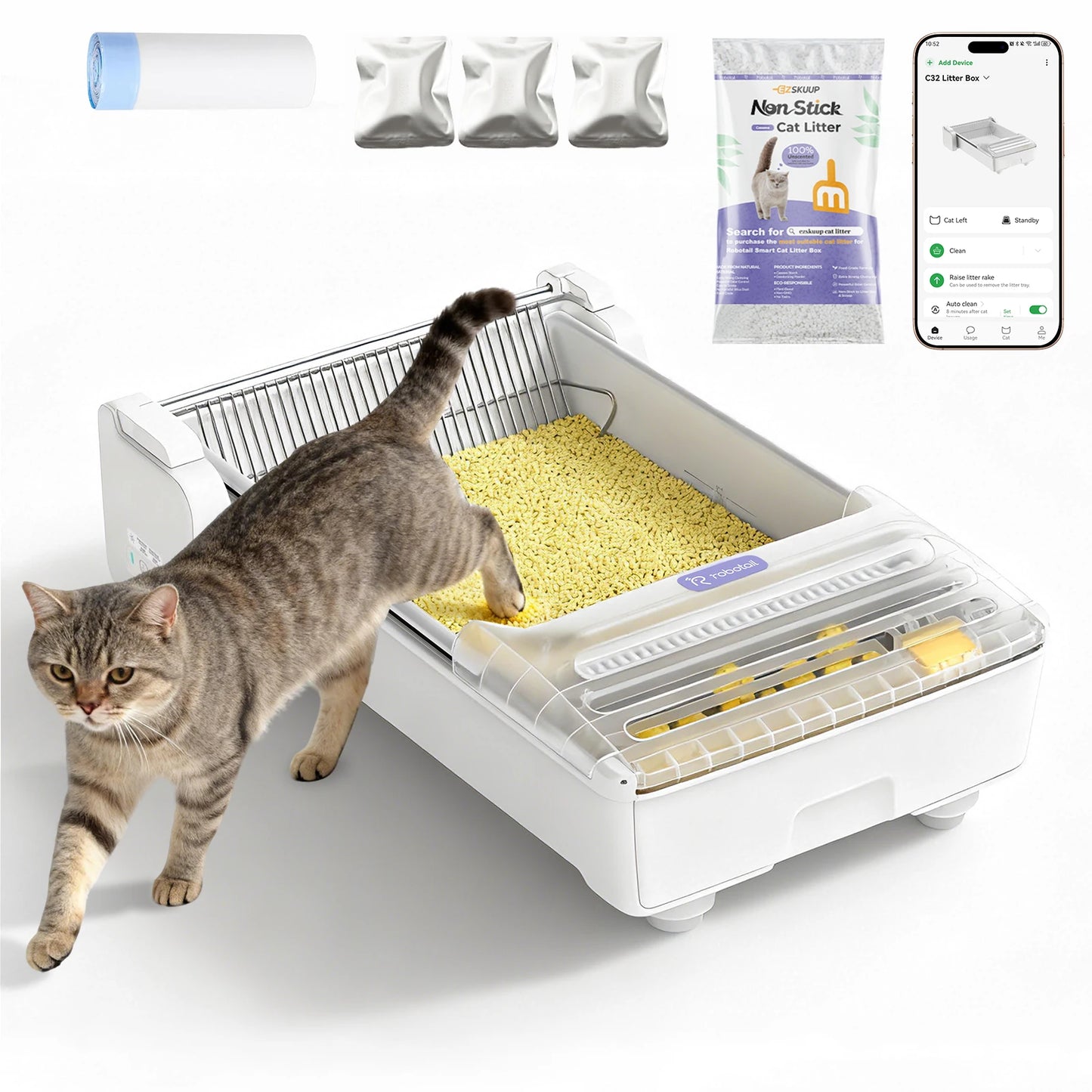 Robotail Fully Open Self-Cleaning Cat Litter Box With App Control