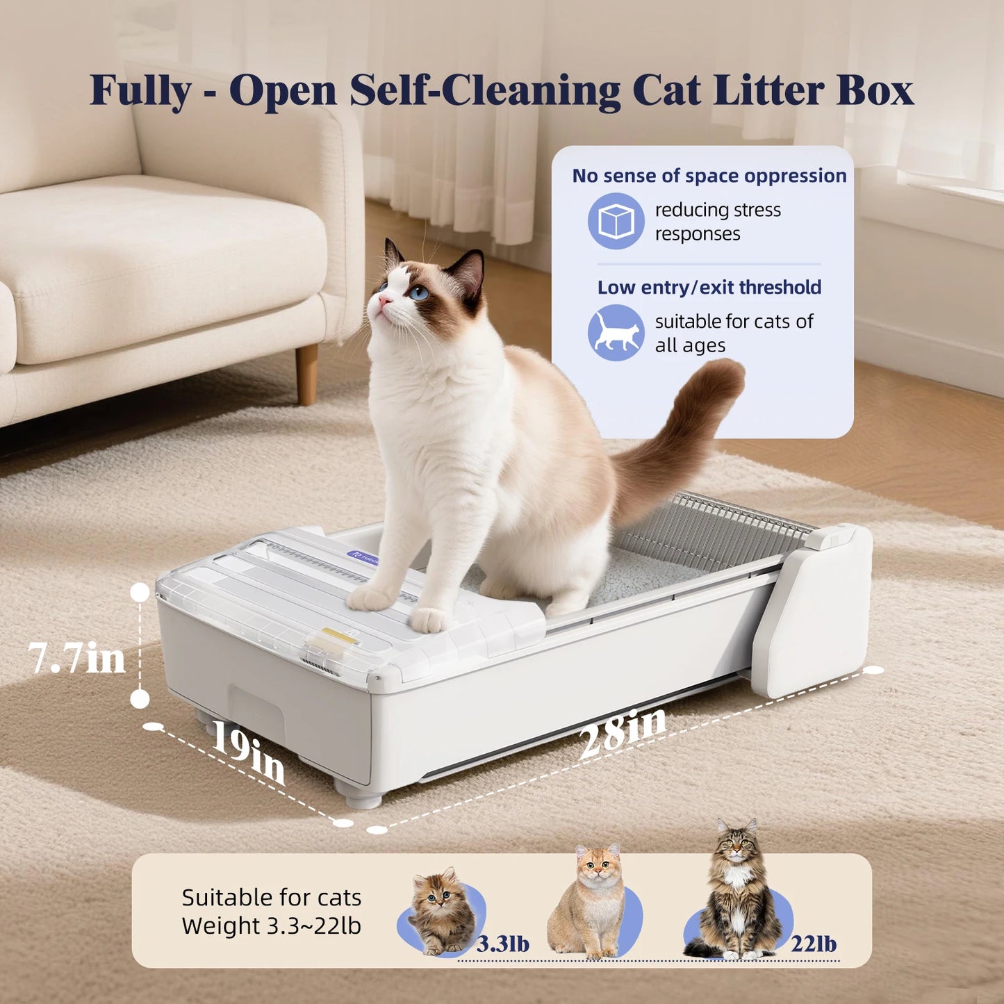 Robotail Fully Open Self-Cleaning Cat Litter Box With App Control