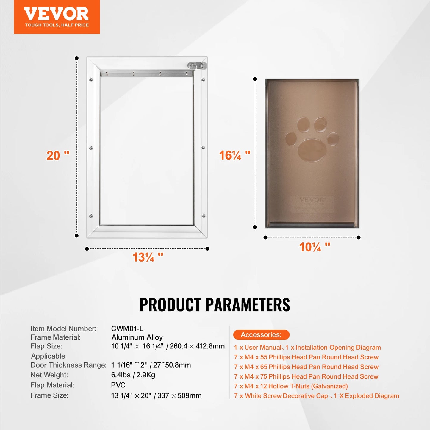 Pet Door With Aluminum Frame And Lockable Flap System Weatherproof