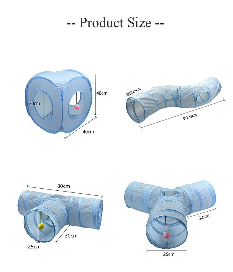 Foldable Cat Tunnel Toy With Peep Hole For Interactive Play
