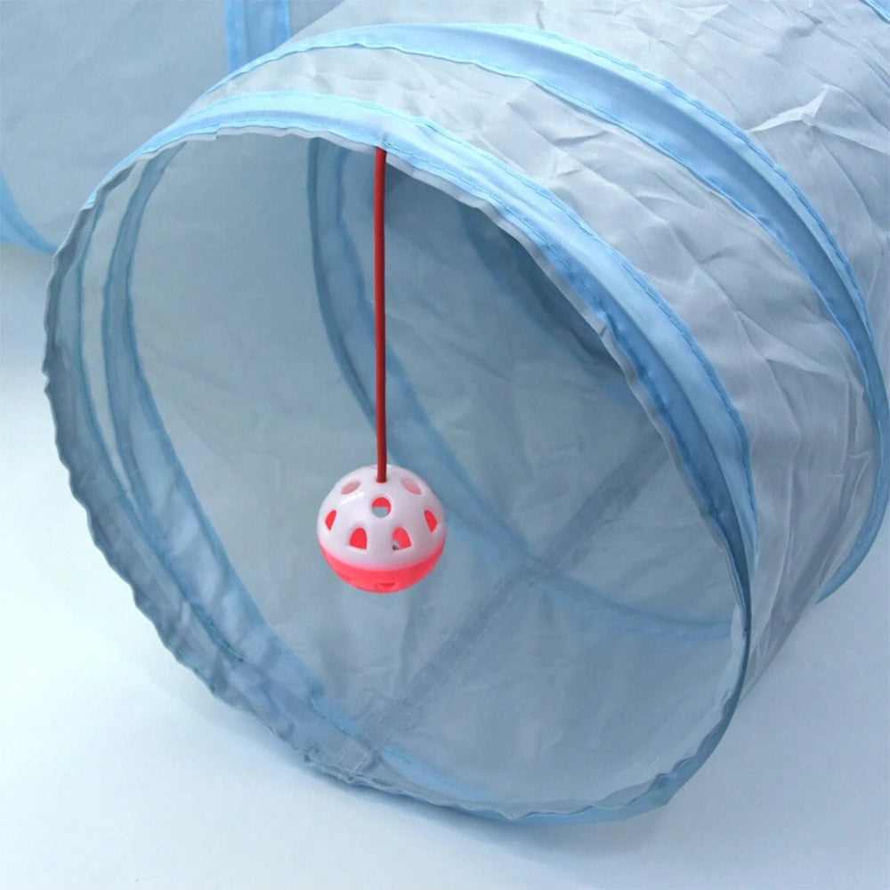 Foldable Cat Tunnel Toy With Peep Hole For Interactive Play