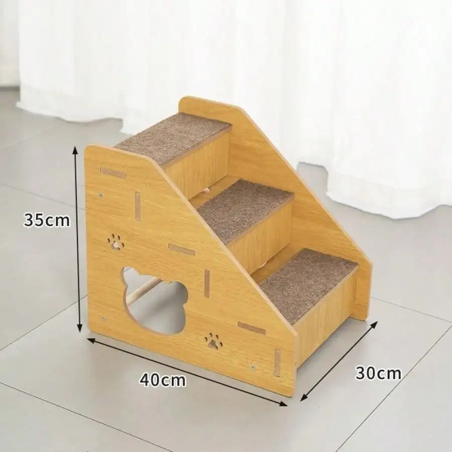 Wooden Right Angle Pet Stairs For Dogs Non Slip Surface