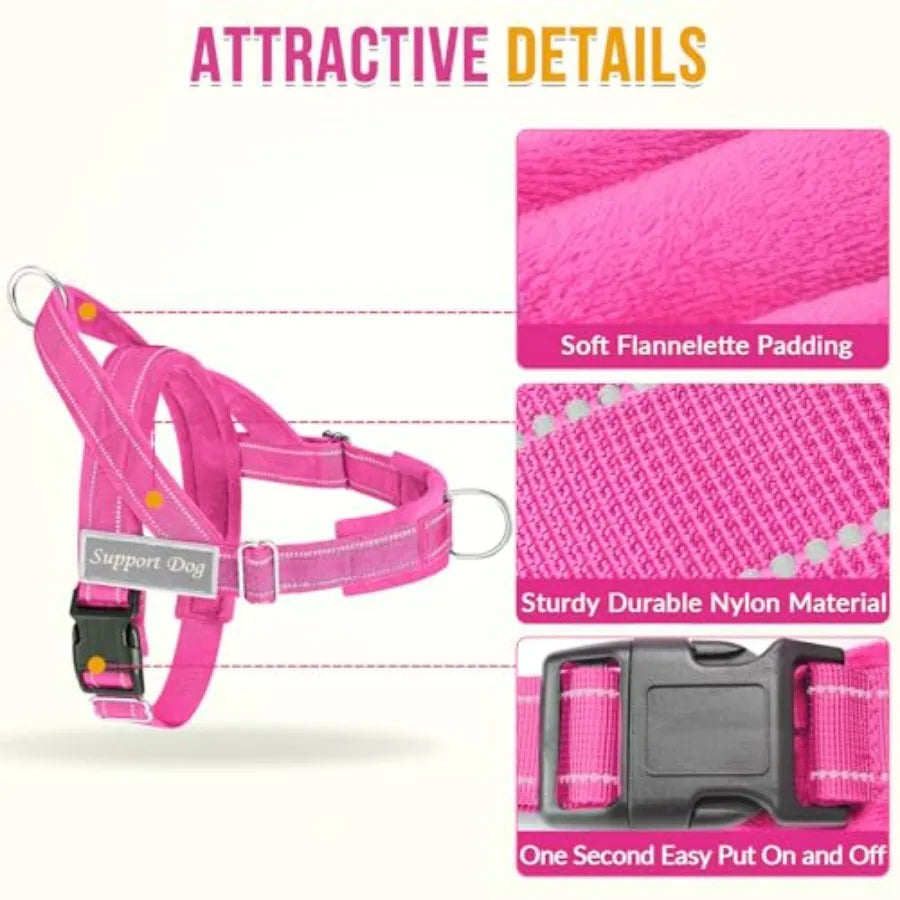 No Pull Dog Harness Leash Set Front Clip Reflective Tactical