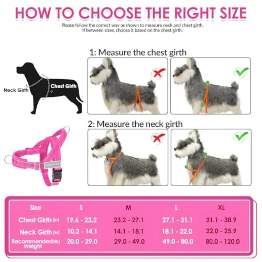 No Pull Dog Harness Leash Set Front Clip Reflective Tactical