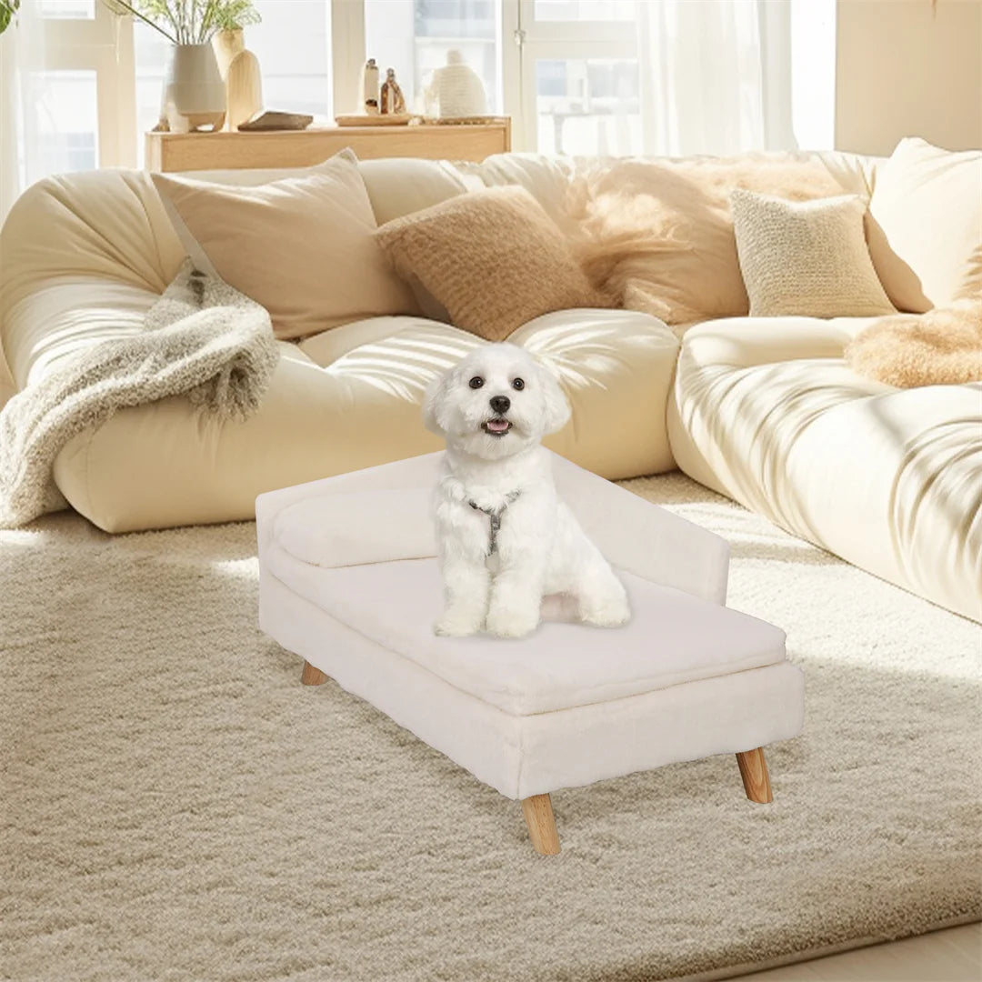 BINGOPAW L-Shape Dog Sofa Bed With Wooden Legs For Pets