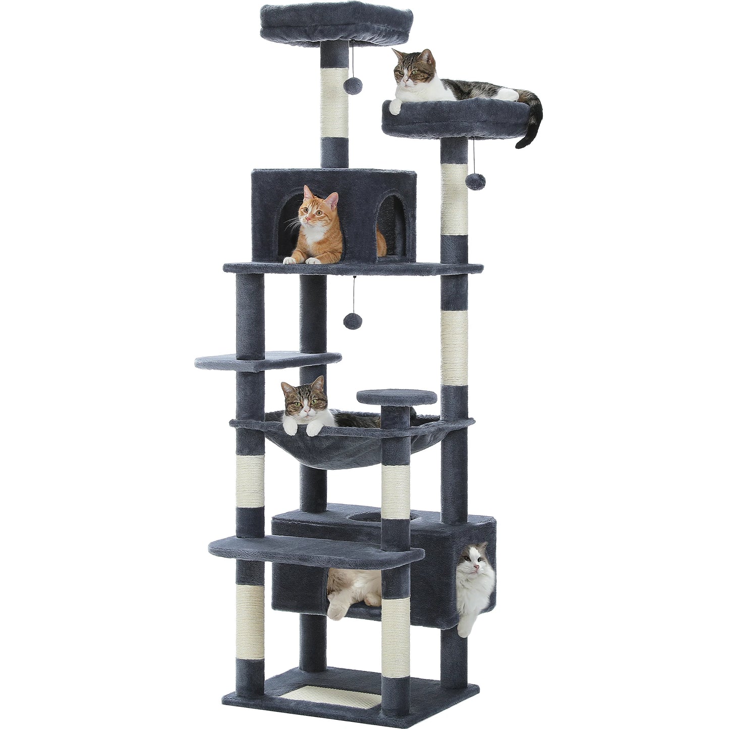 PEQULTI Multi Level Cat Tree Tower With Scratching Posts Hammock Indoor Cats