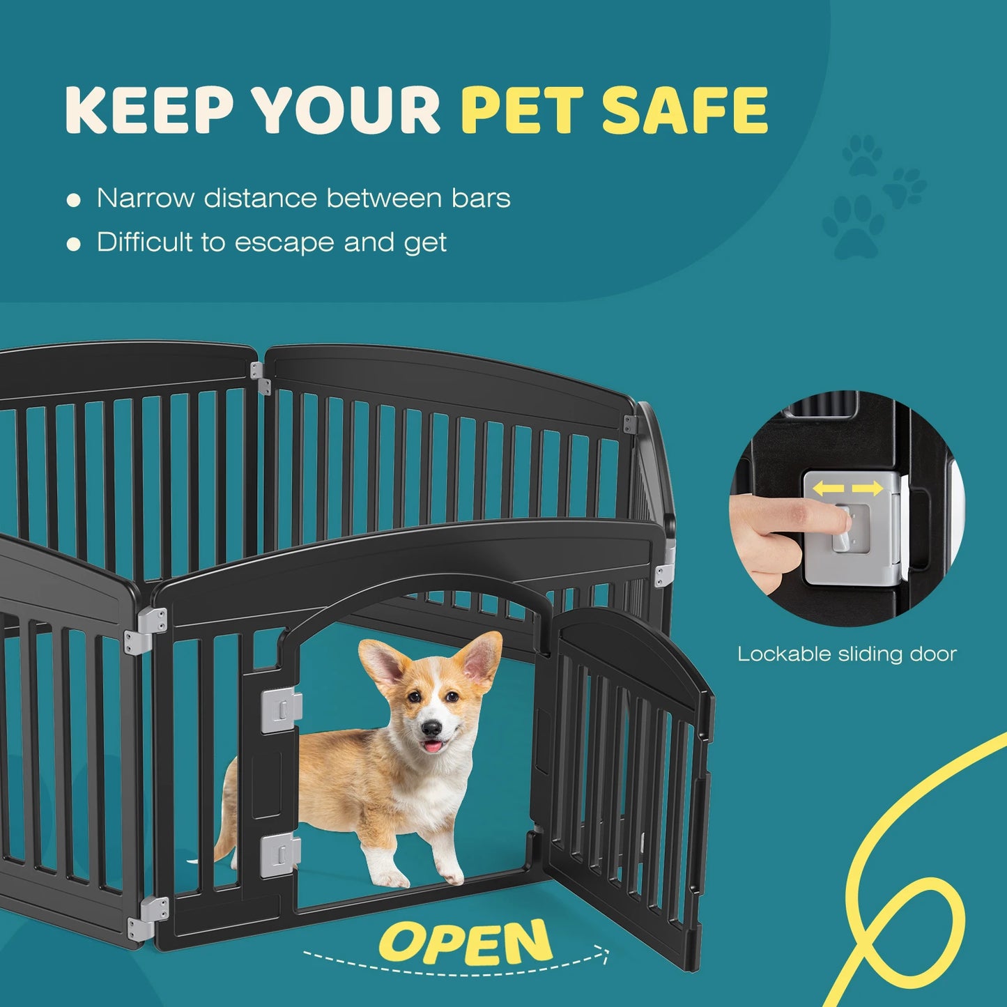 JHK Plastic Dog Playpen For Small And Medium Pets Portable