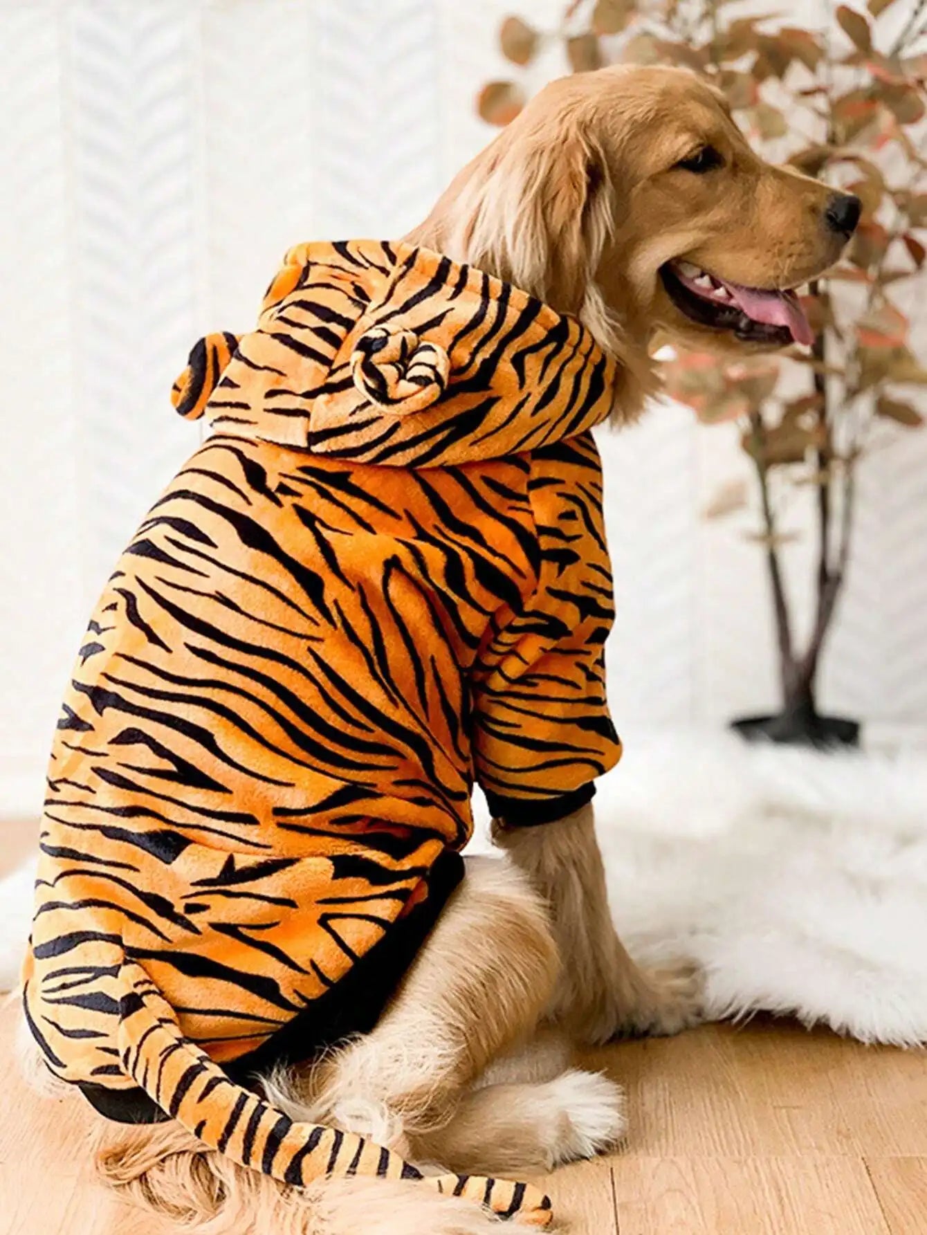 None CN Winter Warmer Dog Costume With Cute Tiger Design