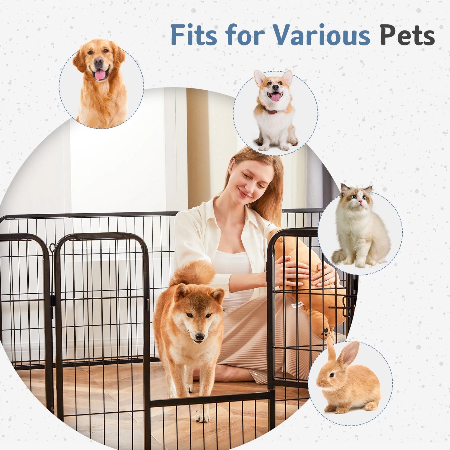 JHK Metal 8 Panel Dog Playpen Foldable Indoor Outdoor Fence