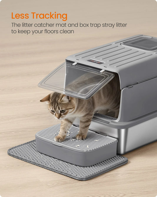 Feandrea Cat Litter Box With Flip Lid 2 Doors Scoop