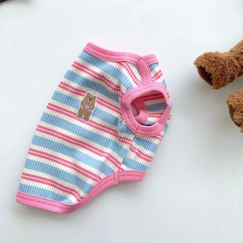 Summer Cotton Bear Print Dog Shirt Vest For Small Dogs