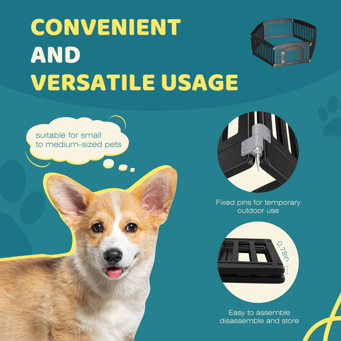 JHK Plastic Dog Playpen For Small And Medium Pets Portable
