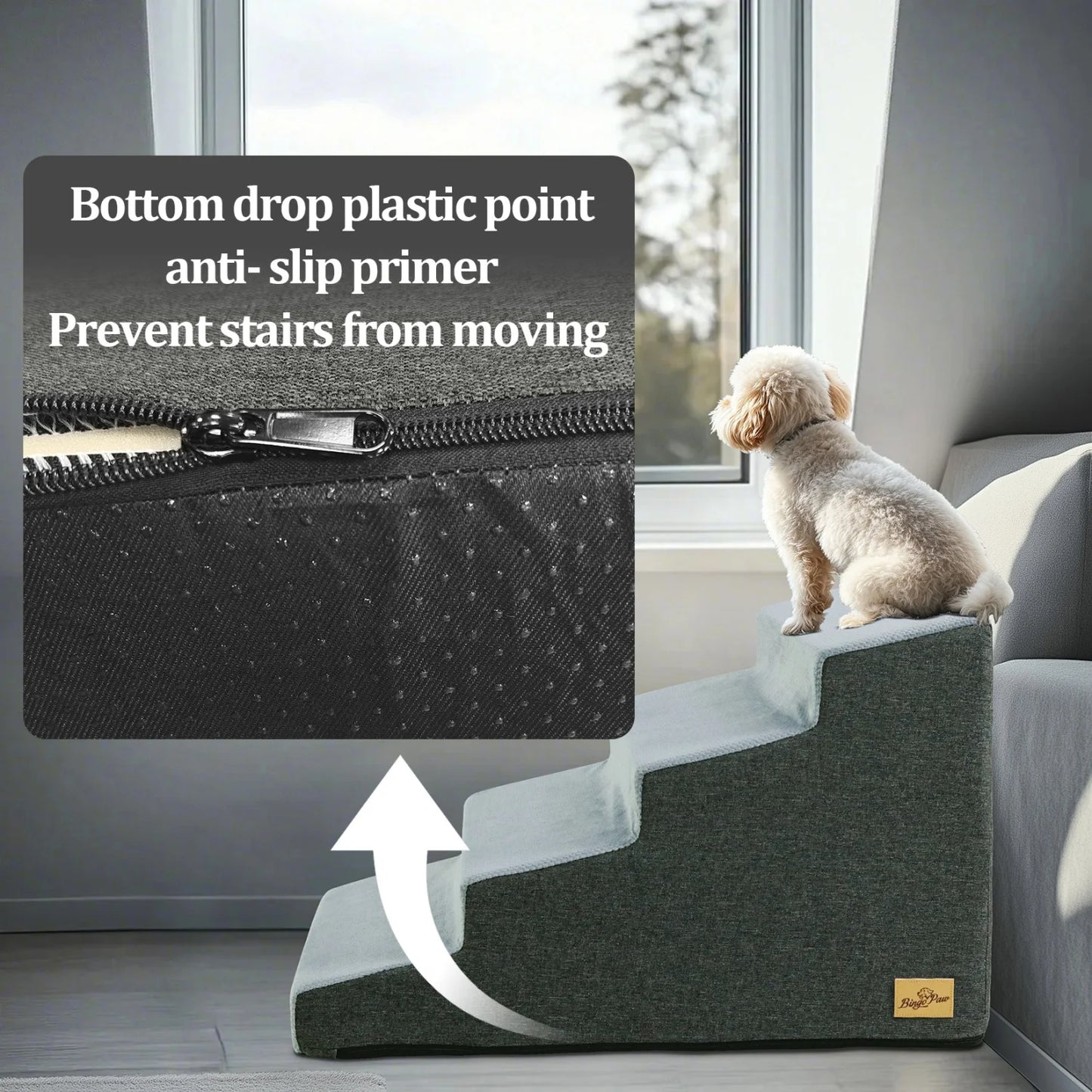 3/4 Step Dog Stairs With Washable Cover Non Slip Steps