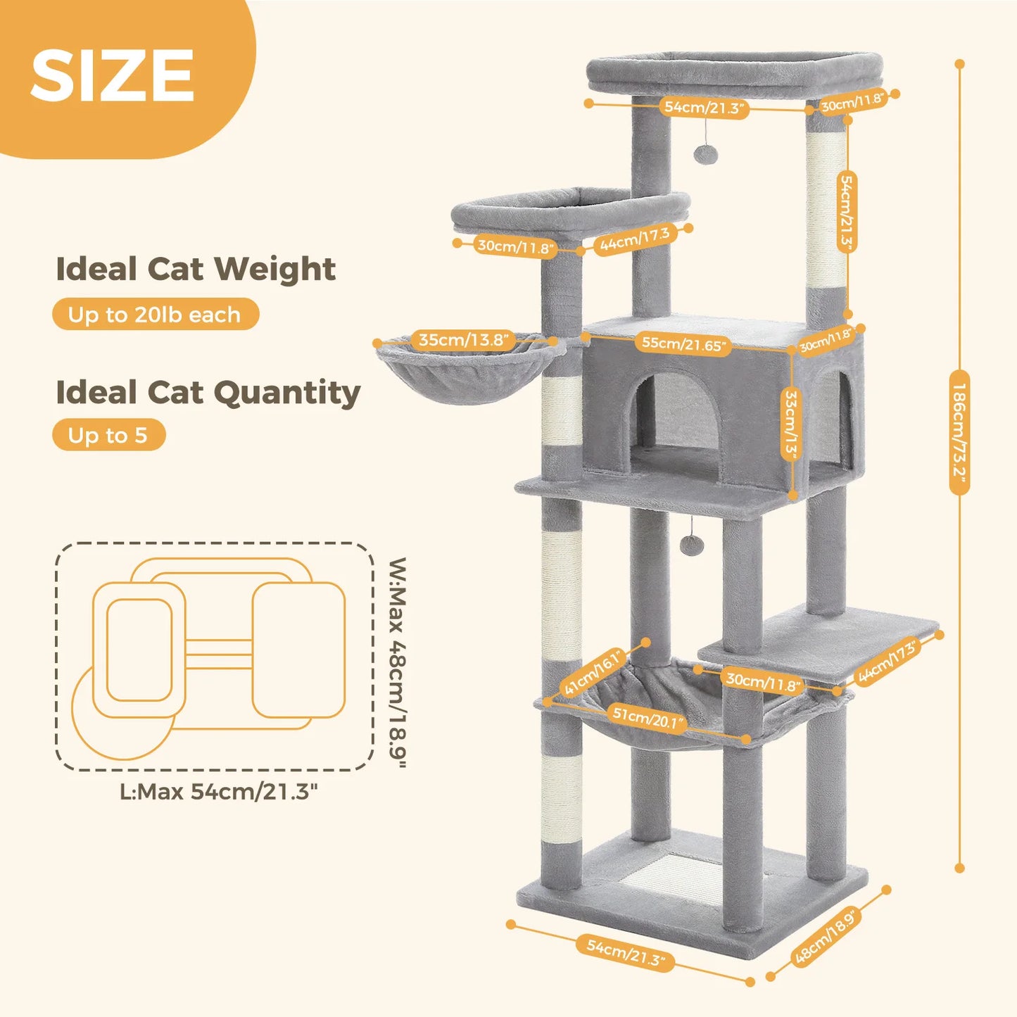 PAWZ Road Large Cat Tree With Multi-Level Towers Scratching Posts