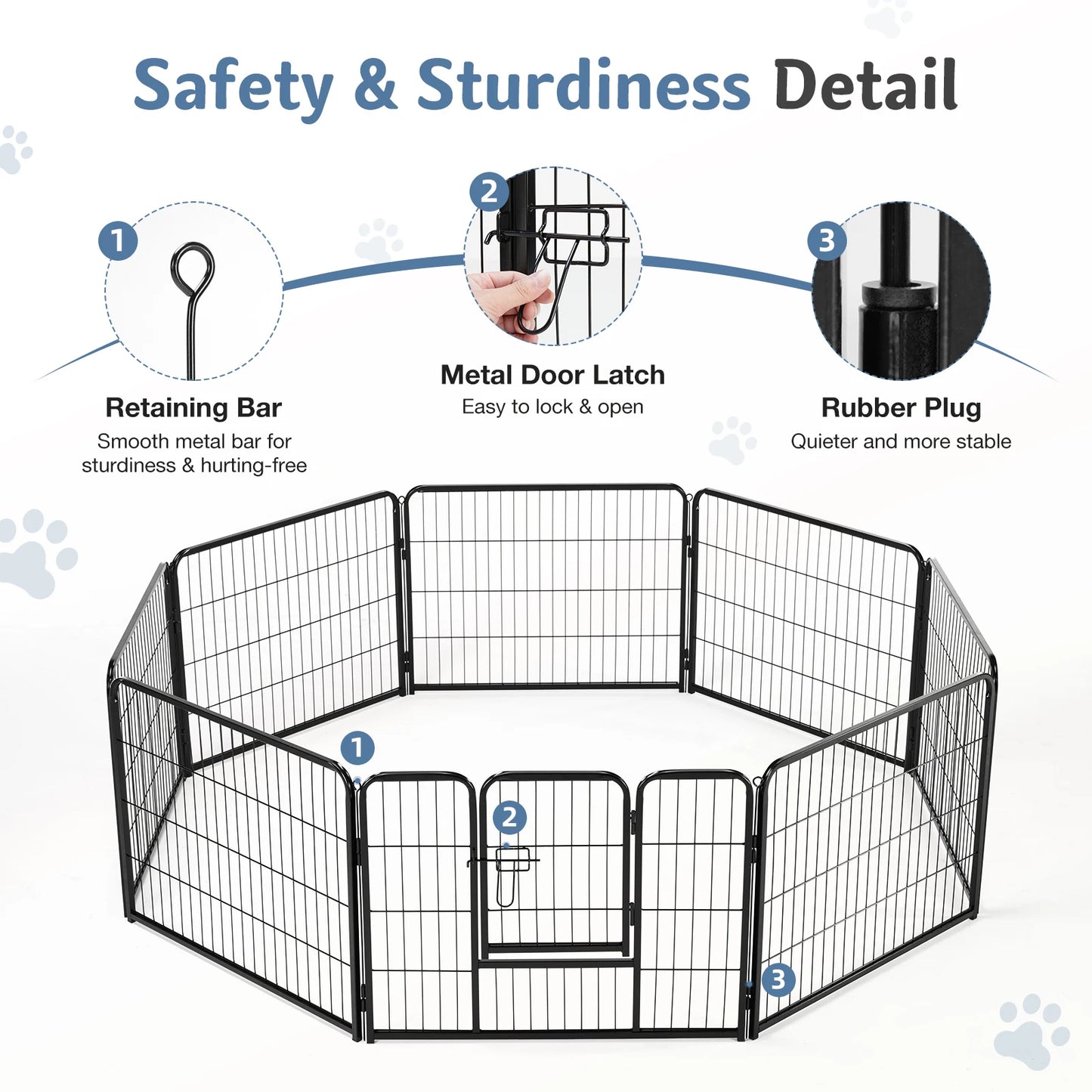 JHK Metal 8 Panel Dog Playpen Foldable Indoor Outdoor Fence