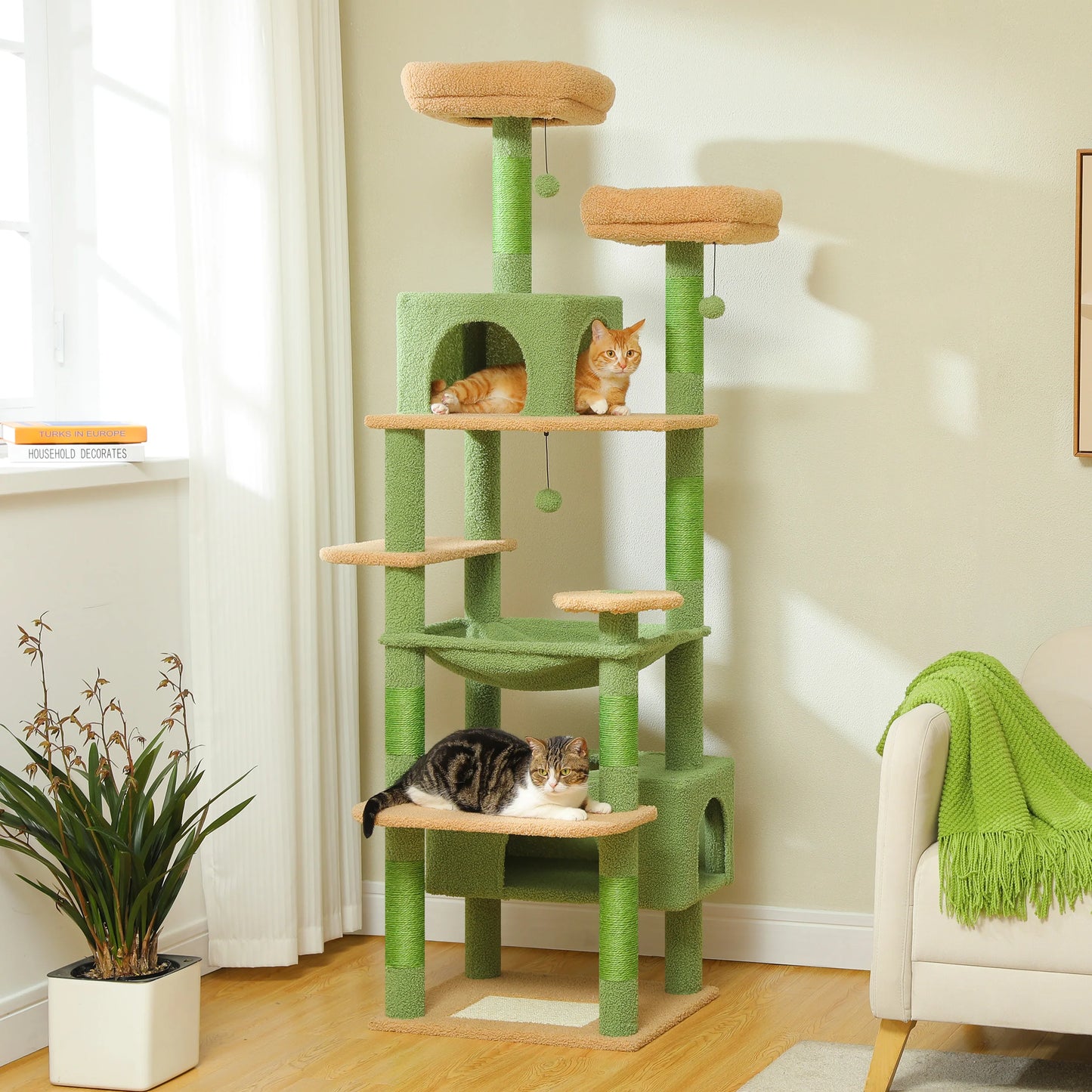 PEQULTI Multi Level Cat Tree Tower With Scratching Posts Hammock Indoor Cats