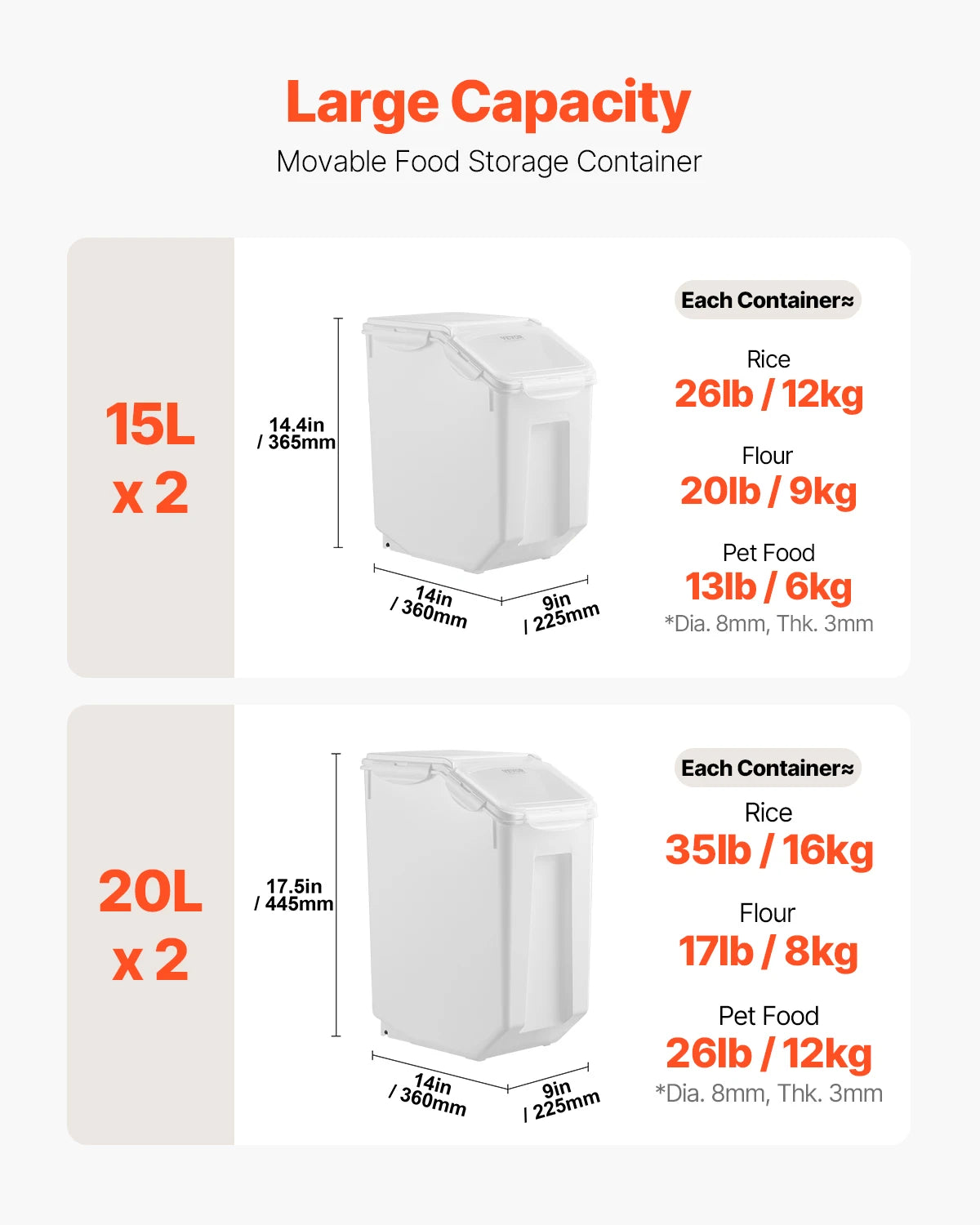 4 Pack Rice And Pet Food Storage Containers Large Capacity
