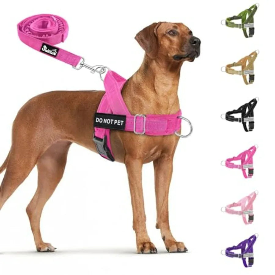 No Pull Dog Harness Leash Set Front Clip Reflective Tactical