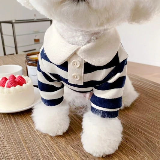 Summer Polo Shirt For Dogs Bichon Frise Chihuahua Stripe Vest