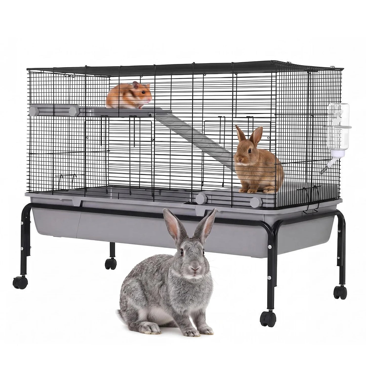 HiMISS Small Animal Cage With Detachable Stand And Ramp