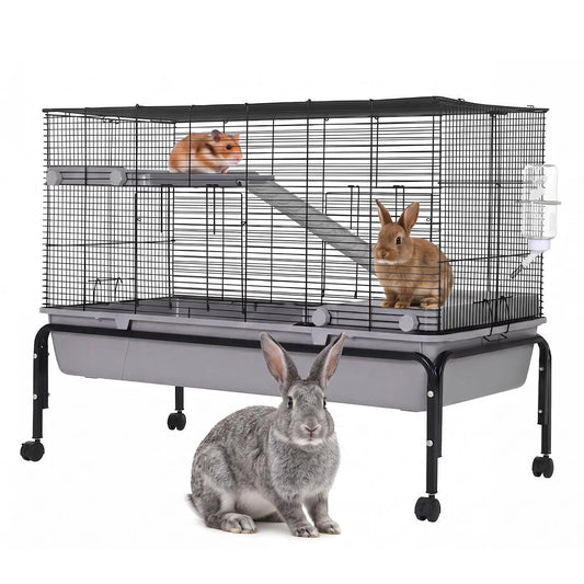 HiMISS Small Animal Cage With Detachable Stand And Ramp