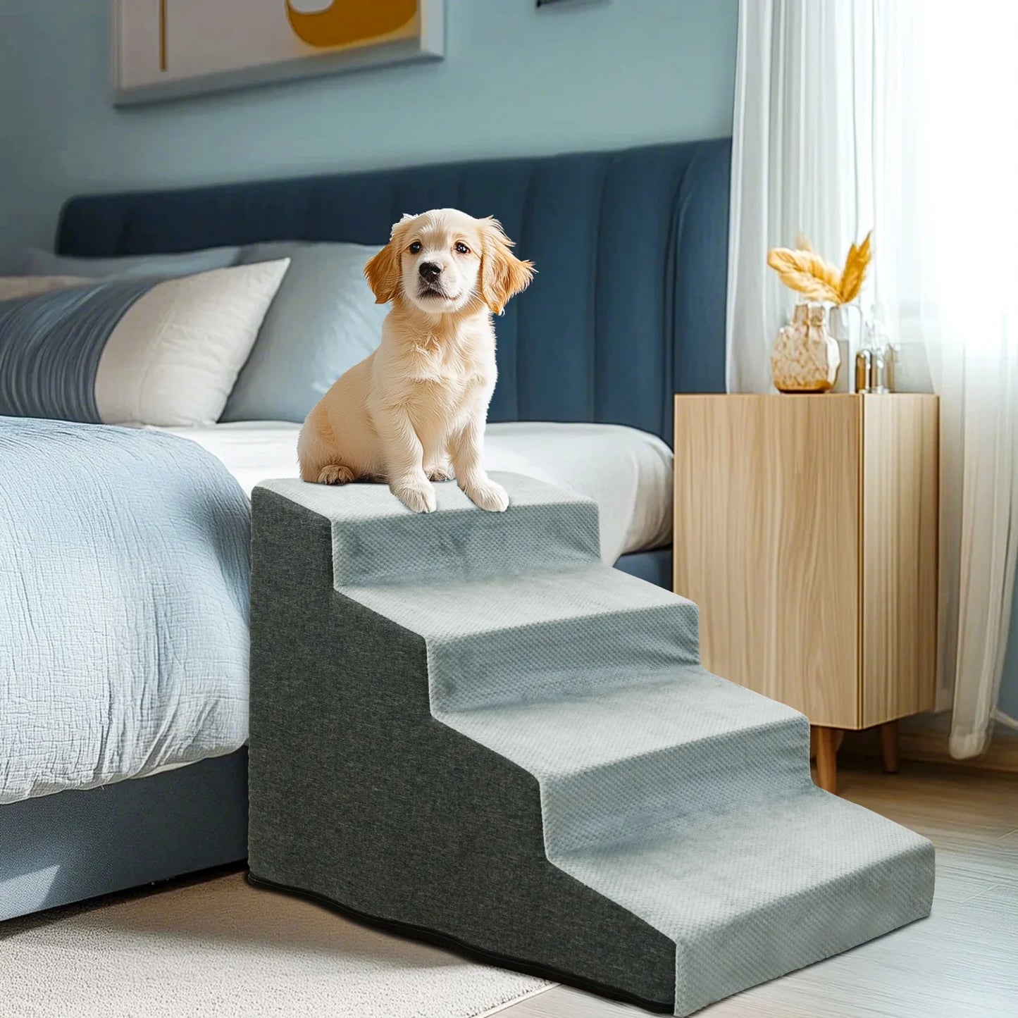 3/4 Step Dog Stairs With Washable Cover Non Slip Steps