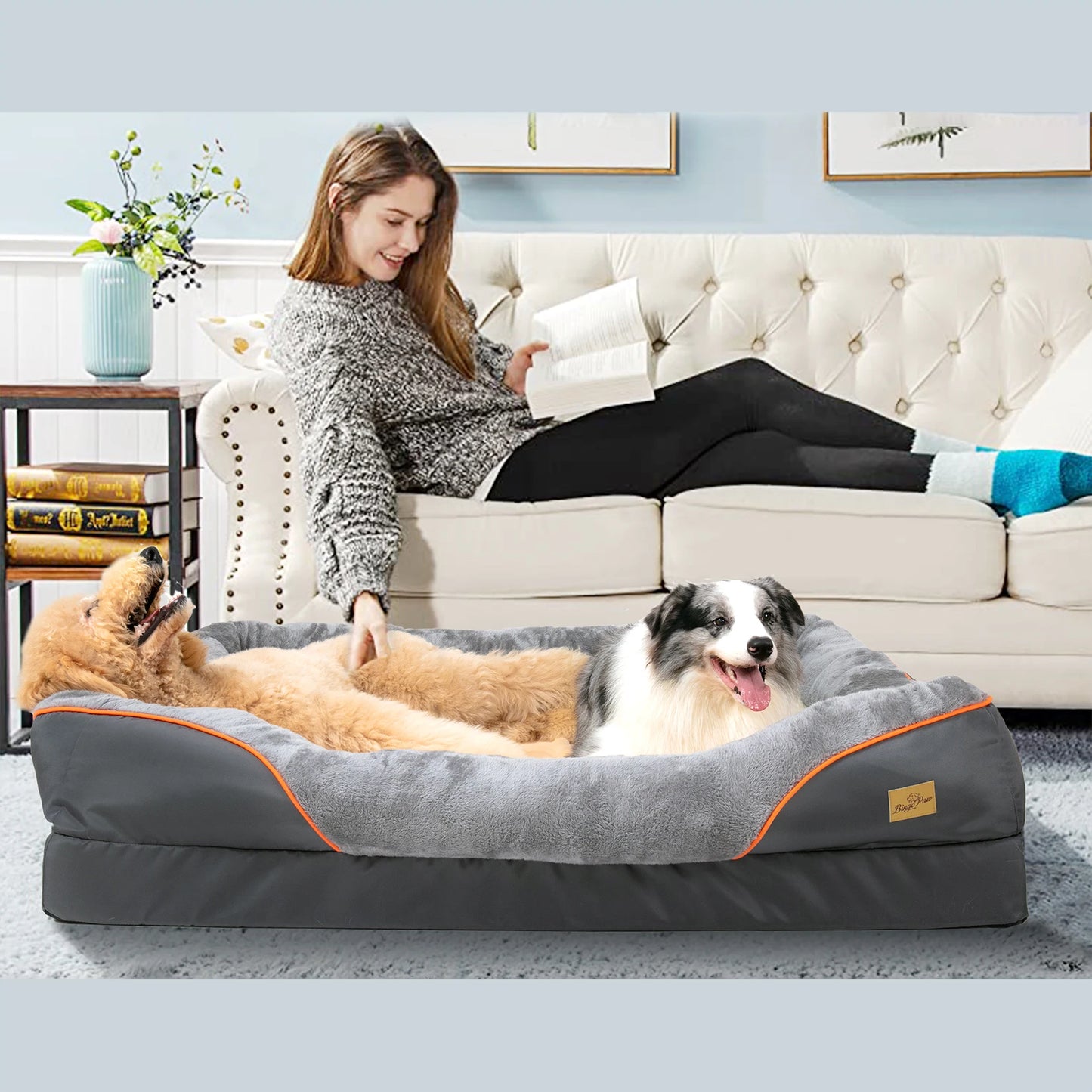 BINGOPAW Large Dog Bed Anti Allergy Warm Washable Removable Cover