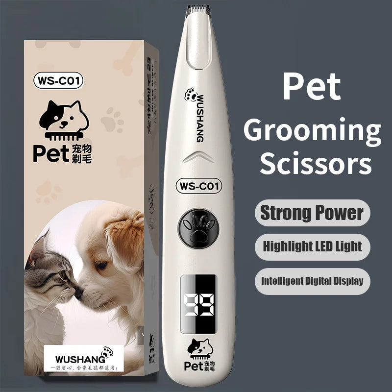 Dog Electric Groomer Trimmer With LED Light Waterproof