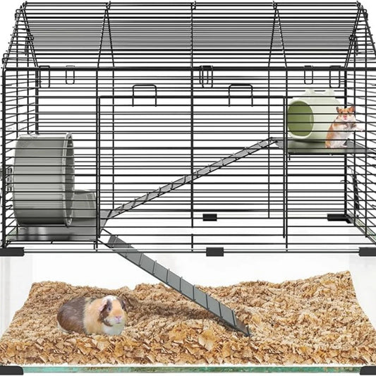 HiMISS 3 Tier Hamster Enclosure With Glass Panels For Pets