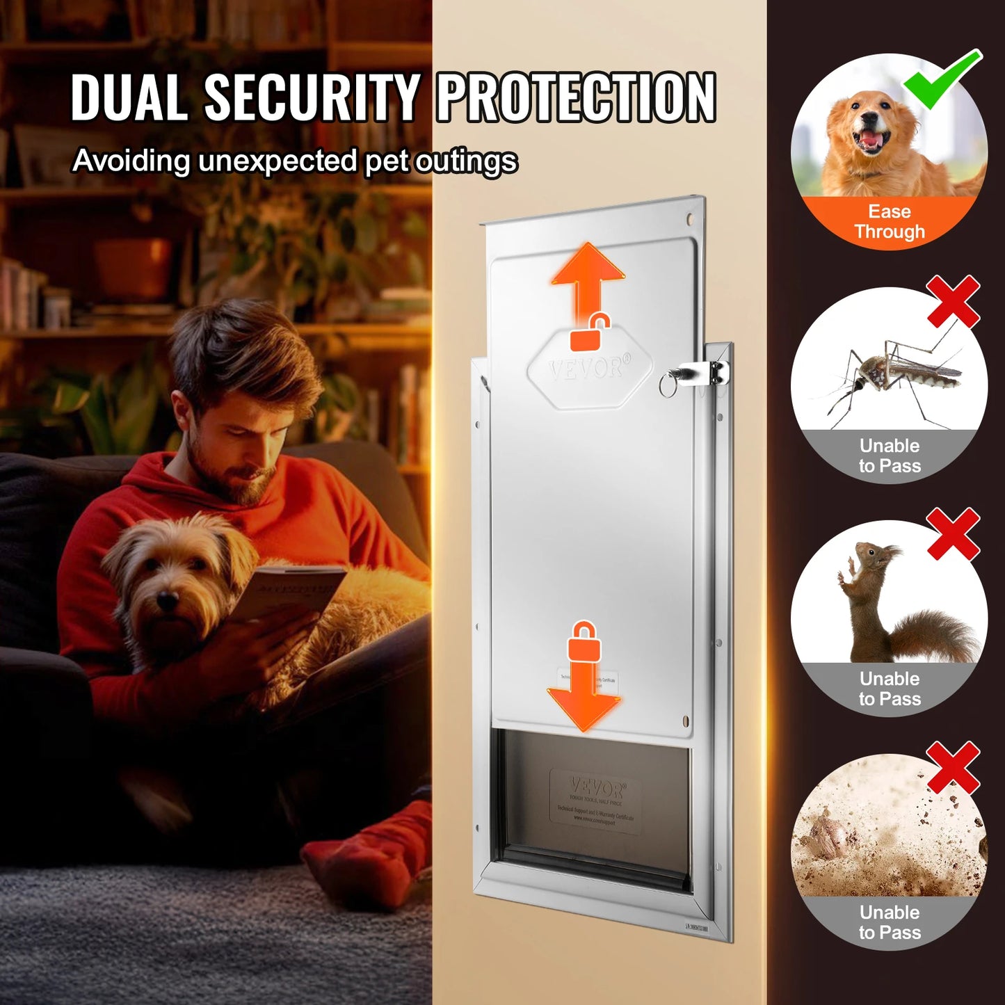 Pet Door With Aluminum Frame And Lockable Flap System Weatherproof