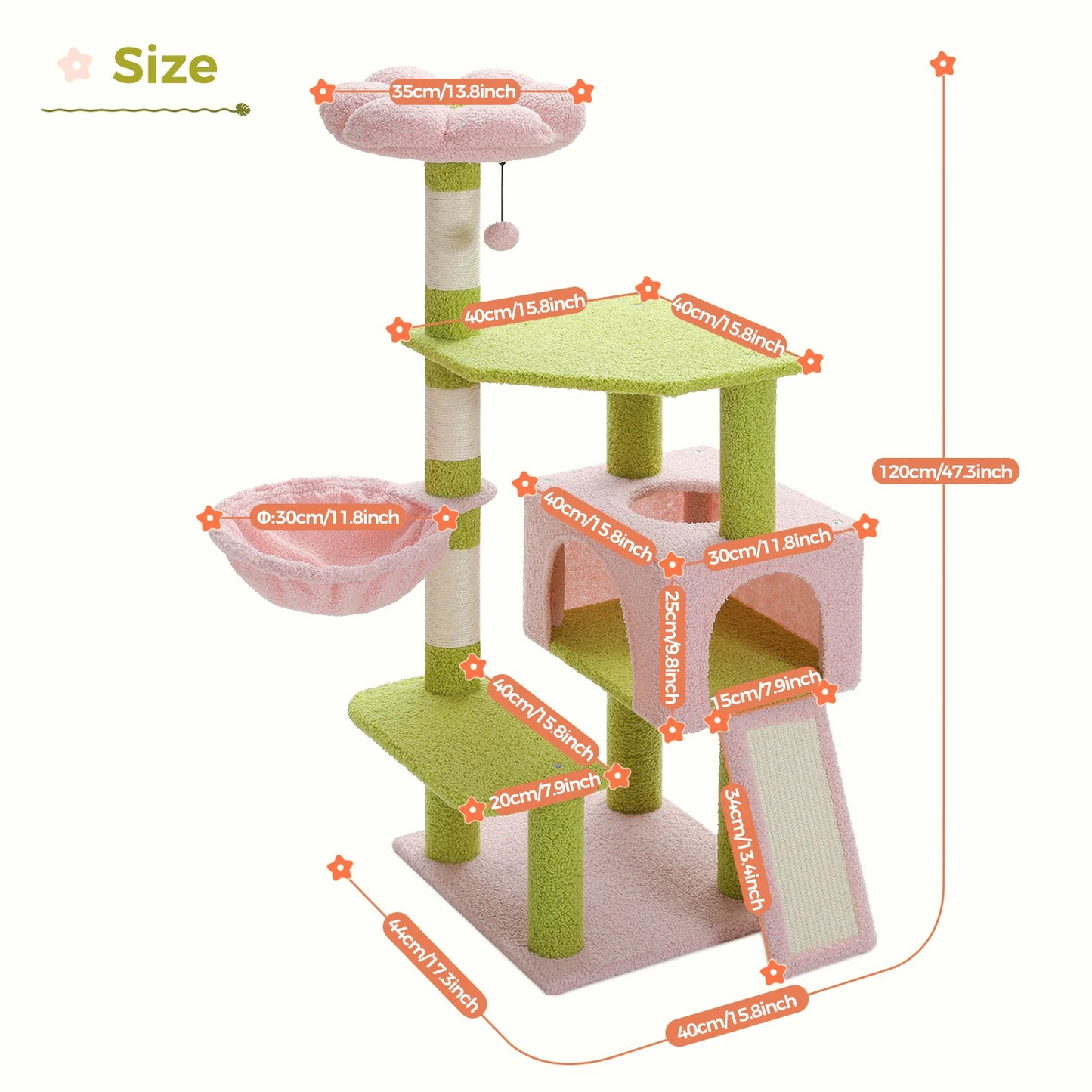 PAWZ Road Flower Cat Tree Multi Level Sisal Scratching Tower