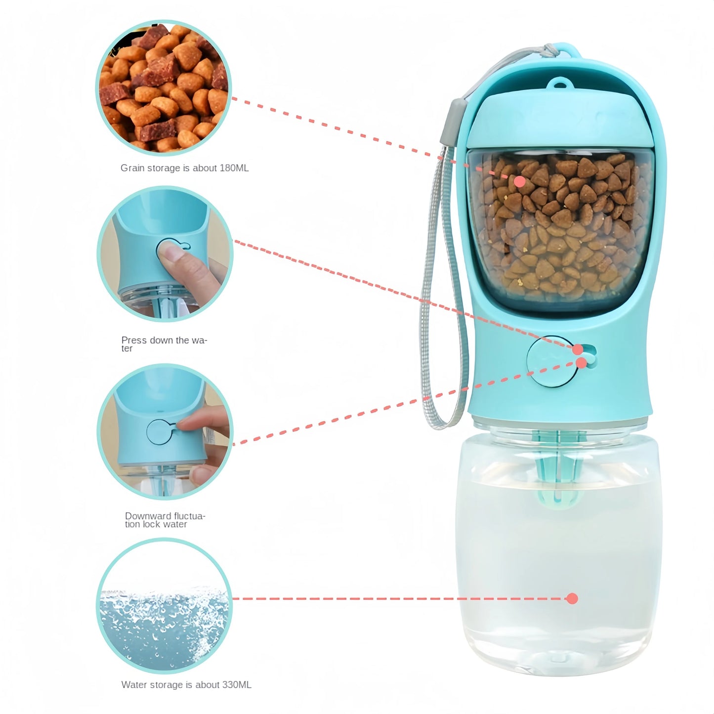 Portable Dog Water Bottle With Storage Food And Water Container