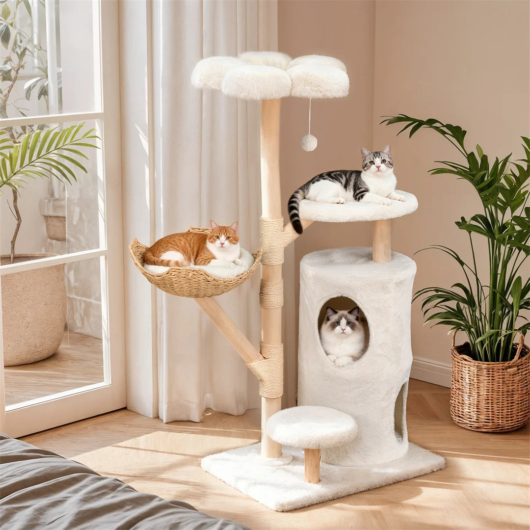 BINGOPAW Cat Tree Tower With Hideaways, Platforms, Sisal Rope