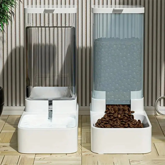 Plastic Automatic Dog Feeder And Water Dispenser Set