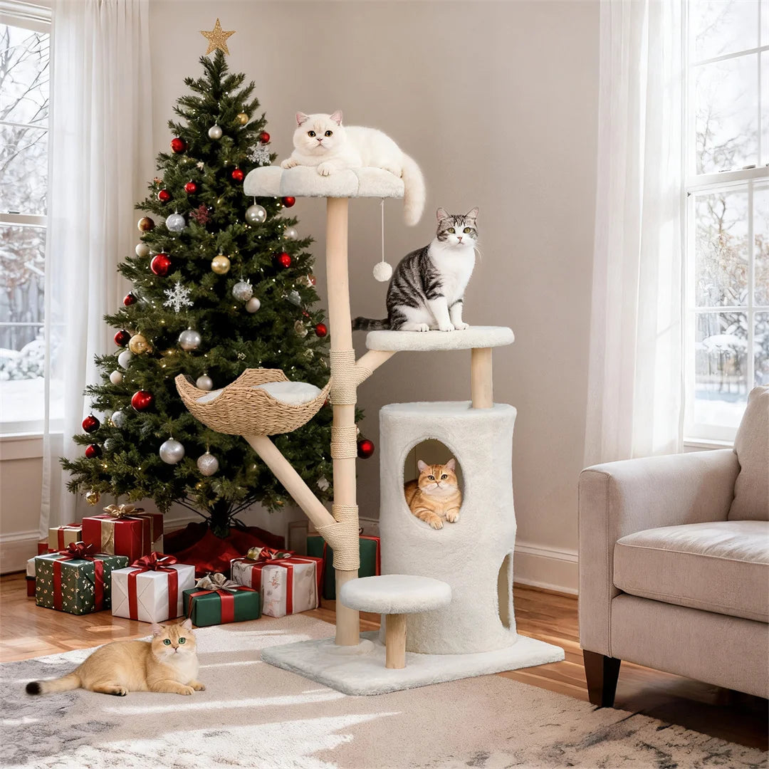 BINGOPAW Cat Tree Tower With Hideaways, Platforms, Sisal Rope