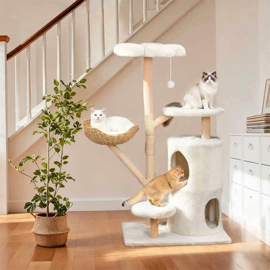 BINGOPAW Cat Tree Tower With Hideaways, Platforms, Sisal Rope
