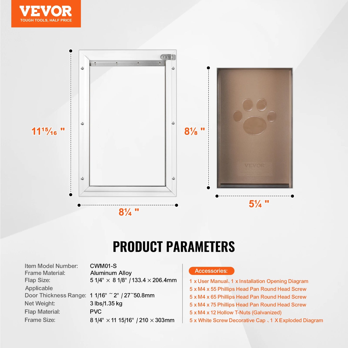 Pet Door With Aluminum Frame And Lockable Flap System Weatherproof