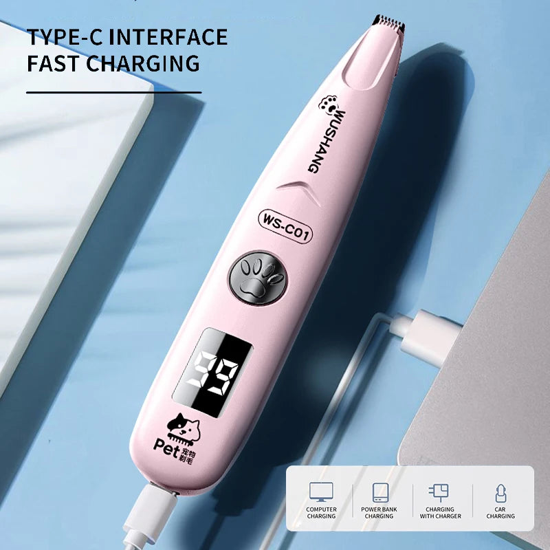 Dog Electric Groomer Trimmer With LED Light Waterproof