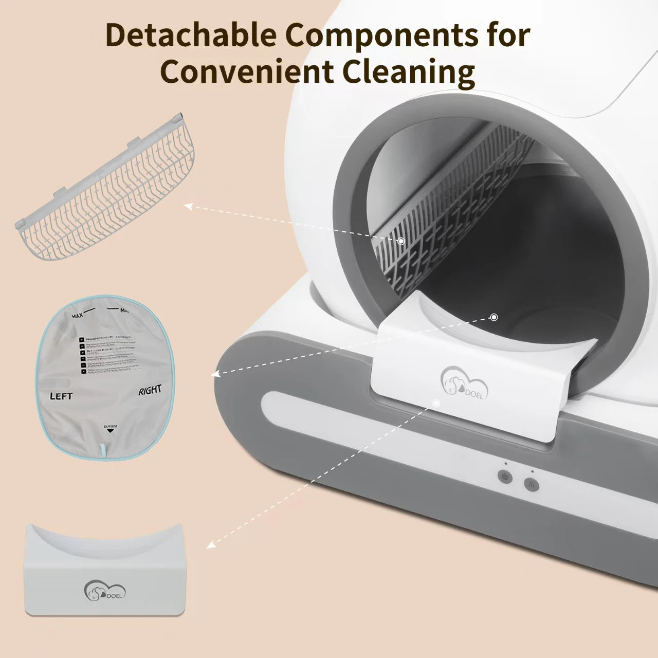 DOEL 65L Self-Cleaning Cat Litter Box With App Control 2.4G WiFi