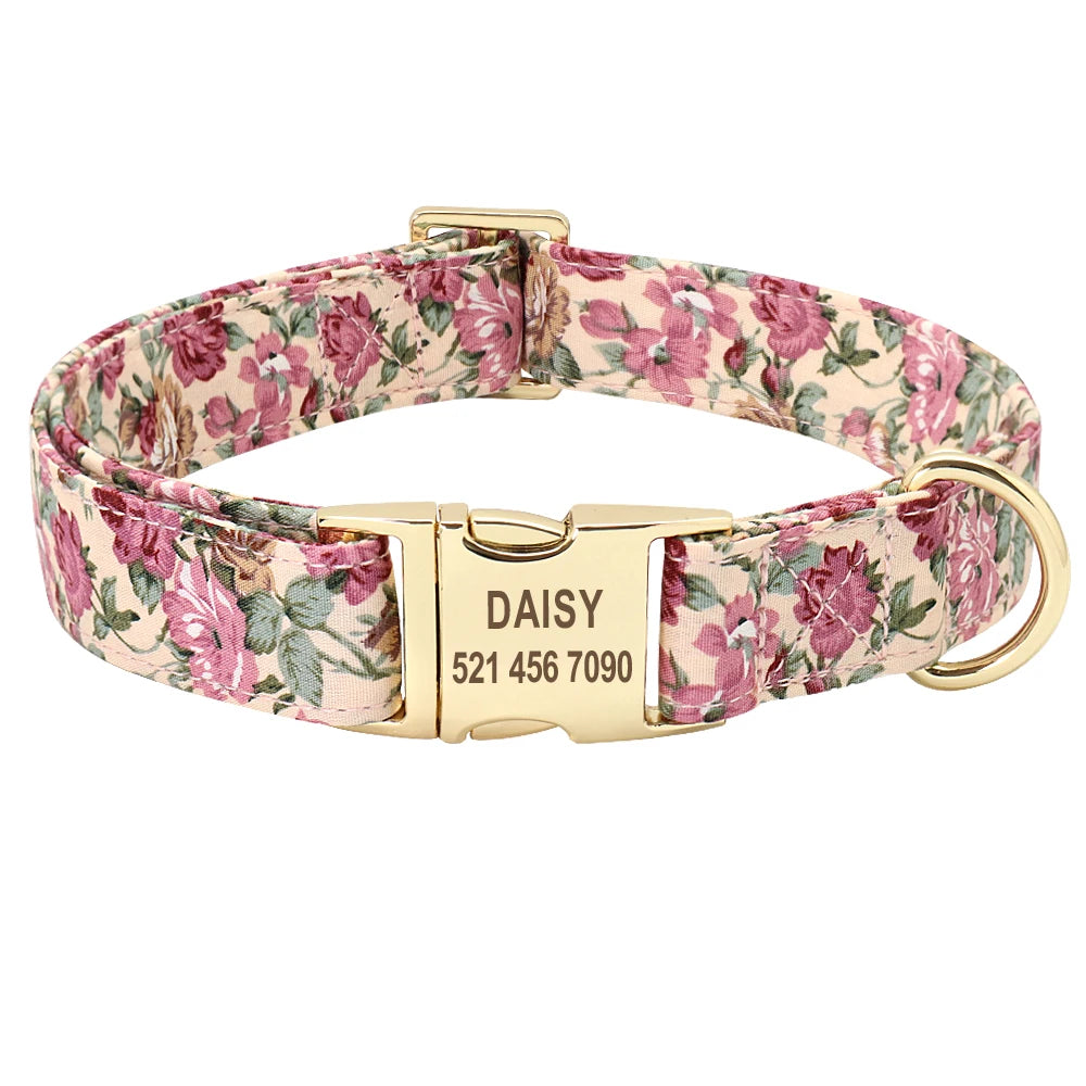 Personalized Nylon Dog Collar And Leash Set With Free Nameplate
