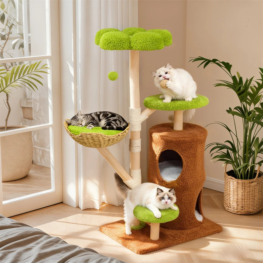 BINGOPAW Cat Tree Tower With Hideaways, Platforms, Sisal Rope