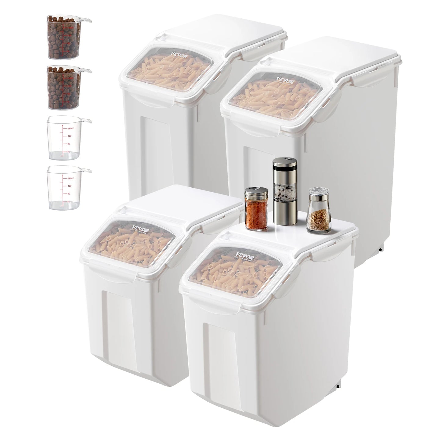4 Pack Rice And Pet Food Storage Containers Large Capacity