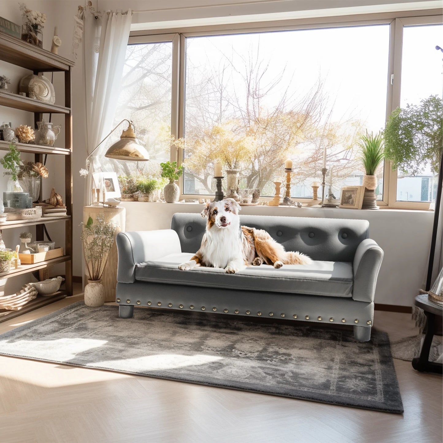 BINGOPAW Elevated Dog Bed Sofa With Microfiber Leather Cover