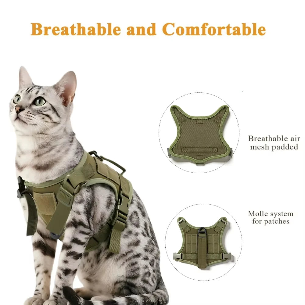 Cat Harness Vest And Leash Set Adjustable Escape Proof Mesh