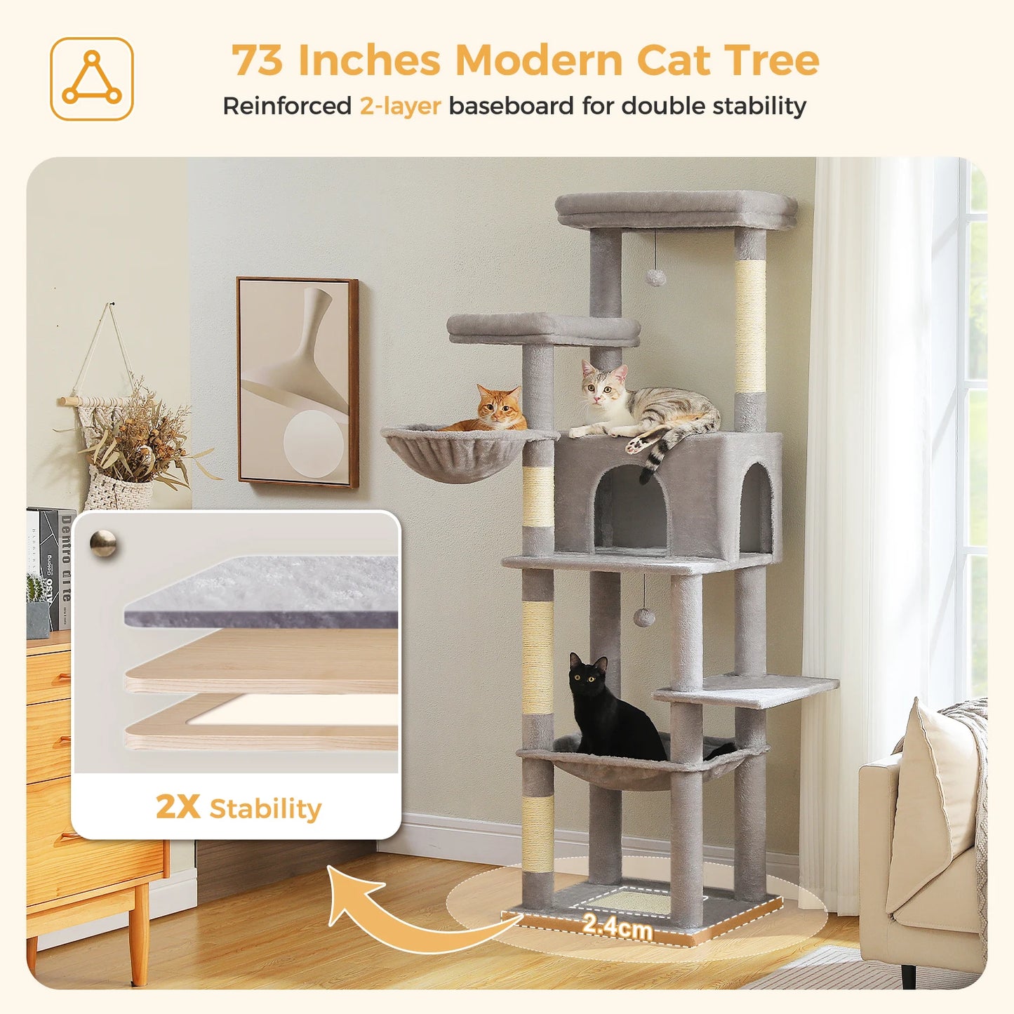 PAWZ Road Large Cat Tree With Multi-Level Towers Scratching Posts